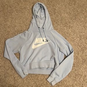 Nike light blue cropped hoodie